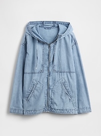 Denim Ripstop Oversized Anorak Zip Jacket
