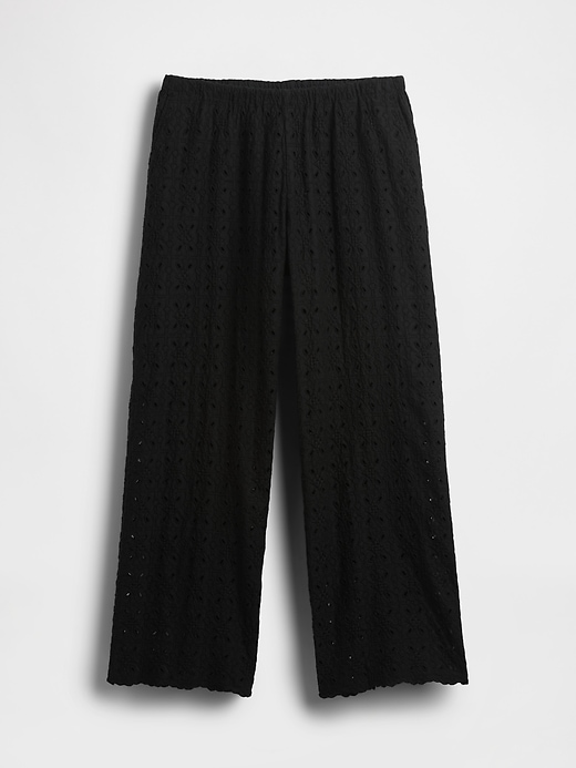 Image number 7 showing, Mid Rise Eyelet Easy Wide-Leg Pants