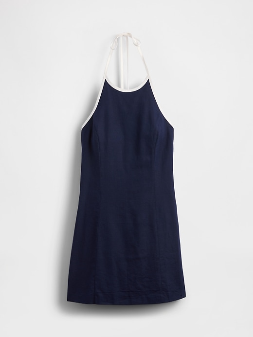 Image number 5 showing, Linen-Blend Halter Mini Dress