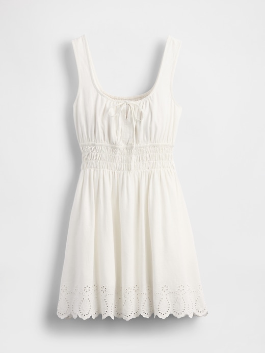 Image number 5 showing, Linen-Blend Smocked Mini Dress