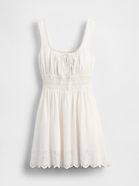 Linen-Blend Smocked Mini Dress