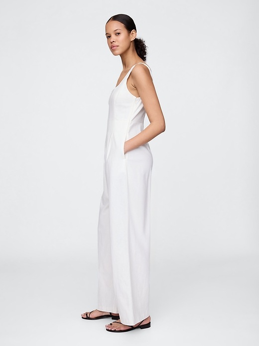 Linen-Blend Seamed Jumpsuit
