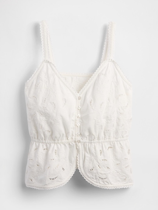 Image number 4 showing, Linen-Blend Eyelet Peplum Top