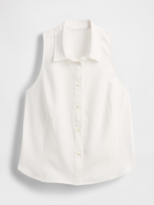 Image number 4 showing, Linen-Blend Sleeveless Button-Front Shirt