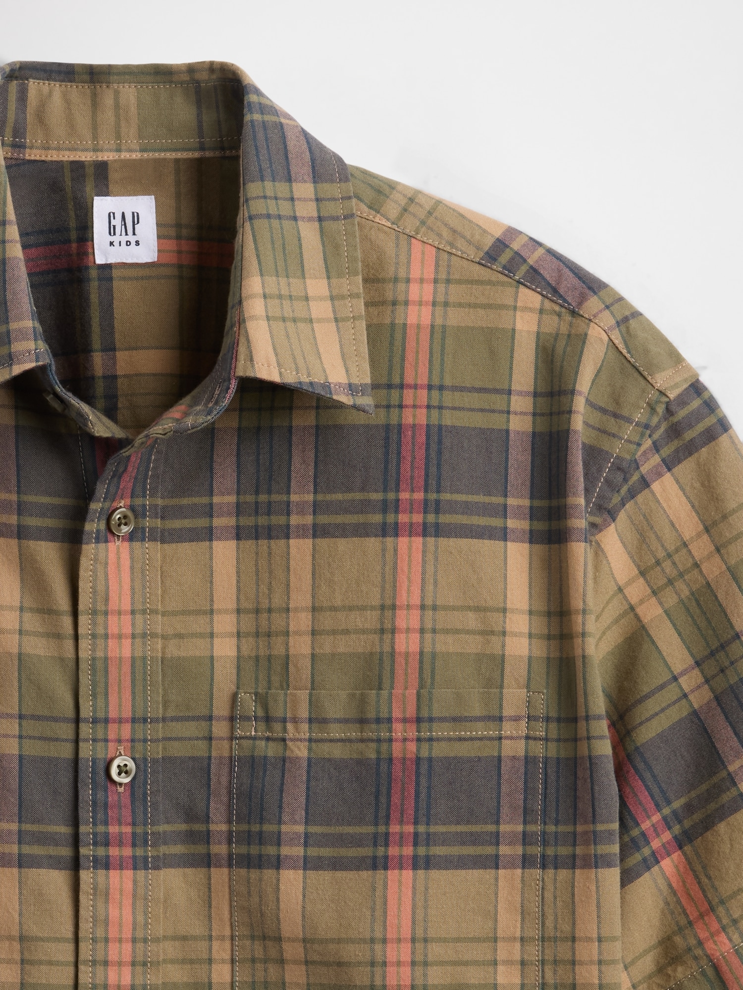 Детские рубашки Gap Kids Relaxed Plaid Shirt — фото 5