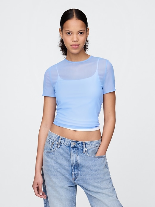 Image number 1 showing, Mesh Cropped T-Shirt