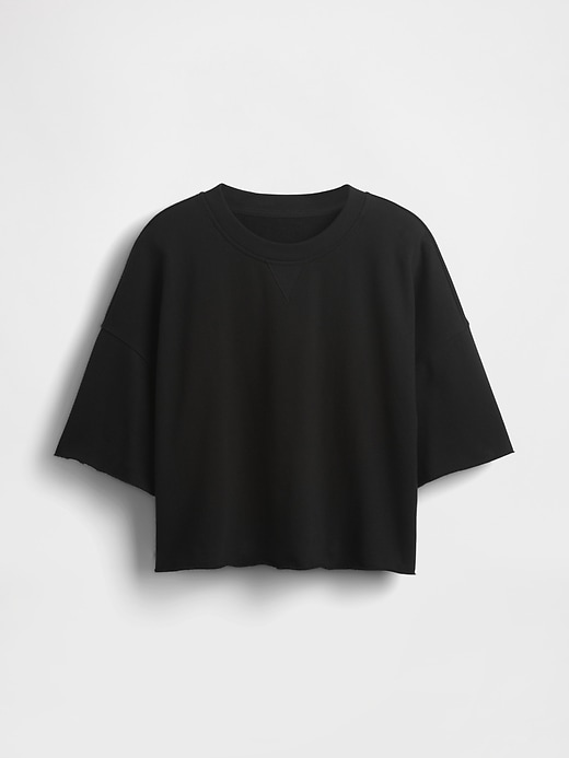 Image number 5 showing, French Terry Cropped Rolled Hem Sweatshirt