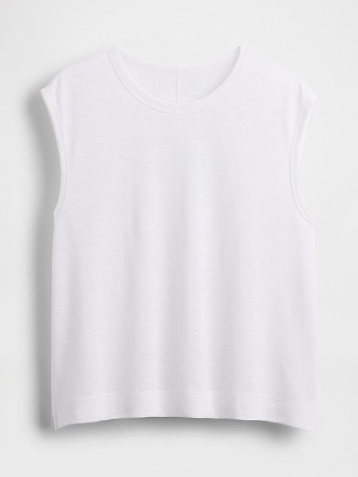 Image number 5 showing, Linen-Blend Crewneck Shell Tank Top