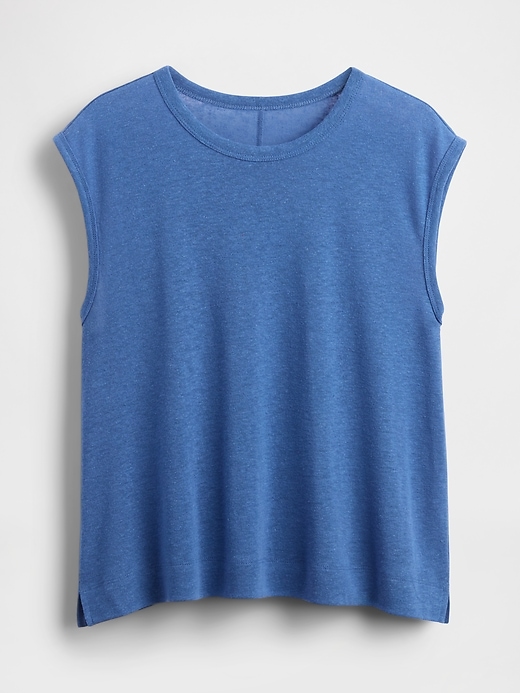 Image number 5 showing, Linen-Blend Crewneck Shell Tank Top