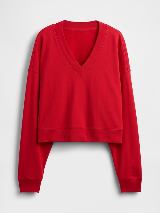 Image number 5 showing, French Terry Cropped V-Neck Sweatshirt