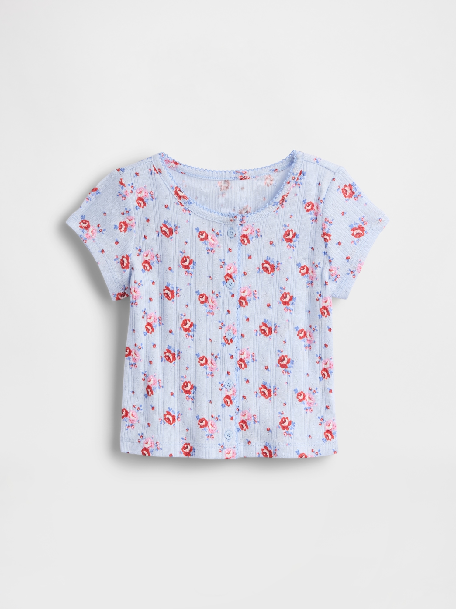 Gap Baby & Toddler Pointelle Rib Top In Serene Blue