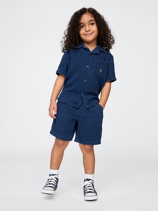 Image number 1 showing, Baby & Toddler Crinkle Gauze Denim Outfit Set