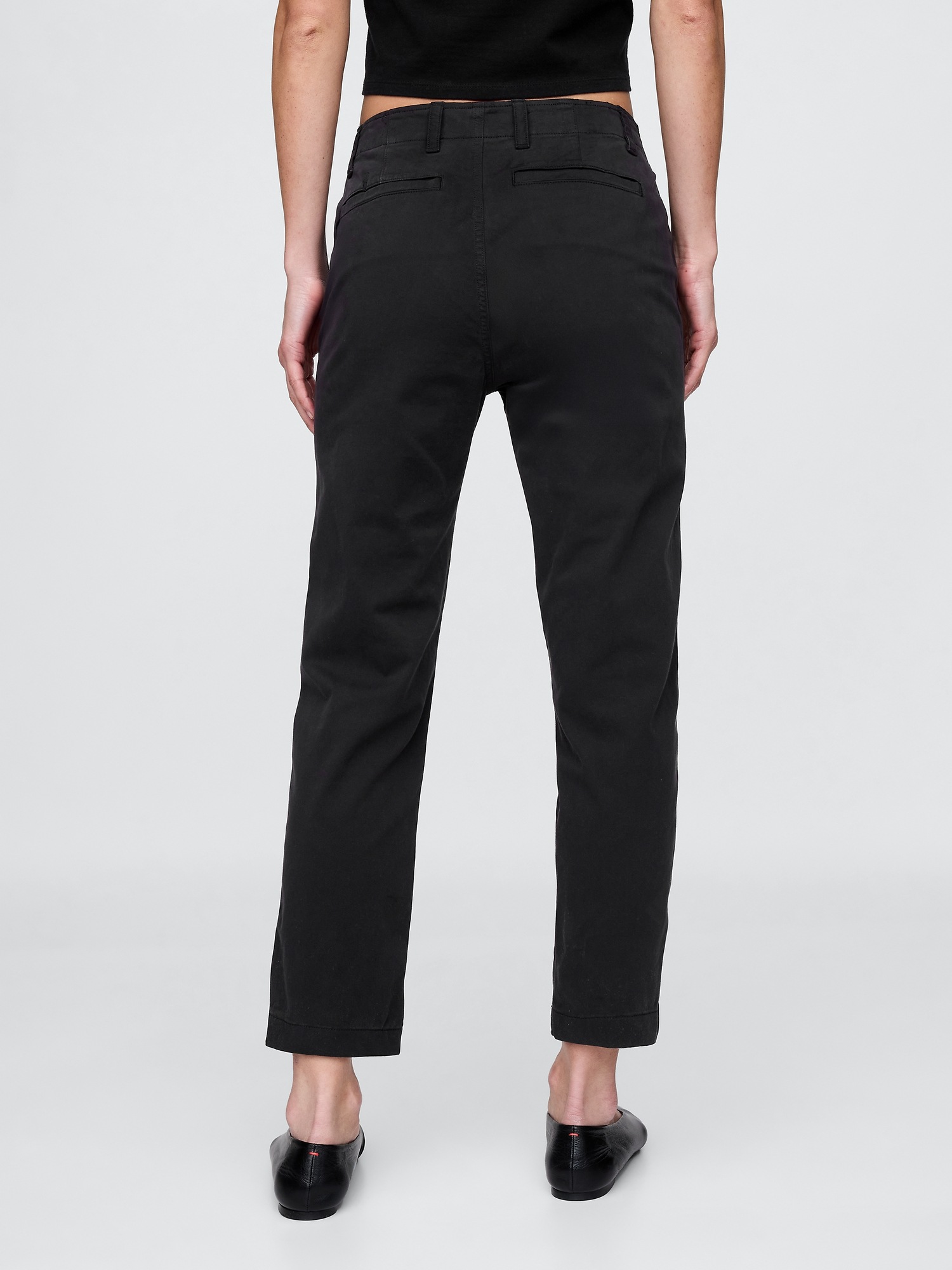 Женские брюки Gap Mid Rise Downtown Khakis, цвет: Чёрный — фото 4