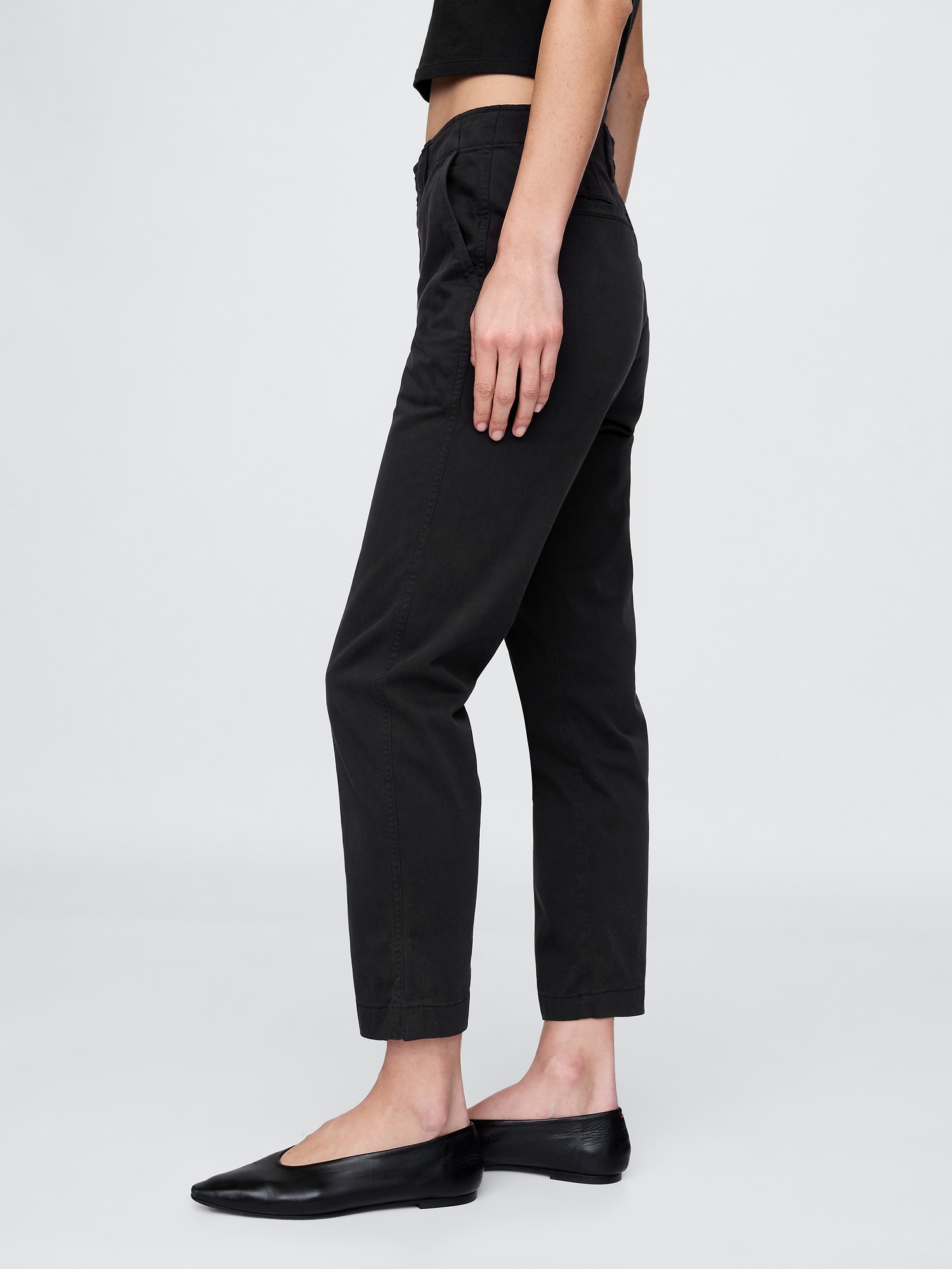 Женские брюки Gap Mid Rise Downtown Khakis, цвет: Чёрный — фото 3