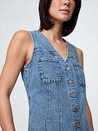V-Neck Denim Mini Dress