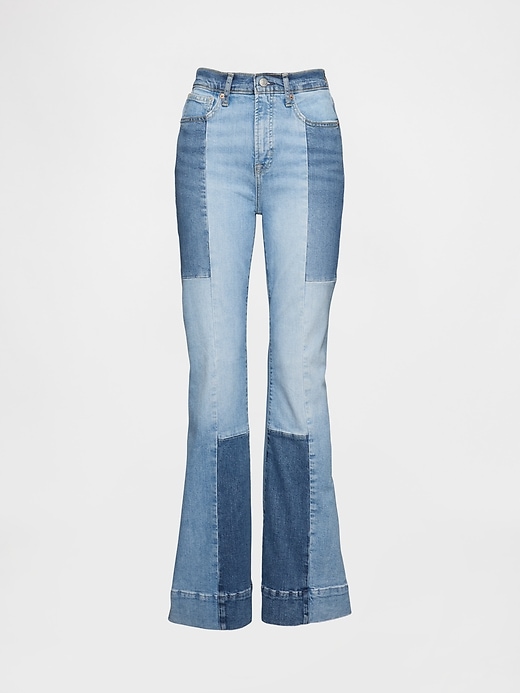 Image number 7 showing, High Rise Patchwork '70s Flare Jeans
