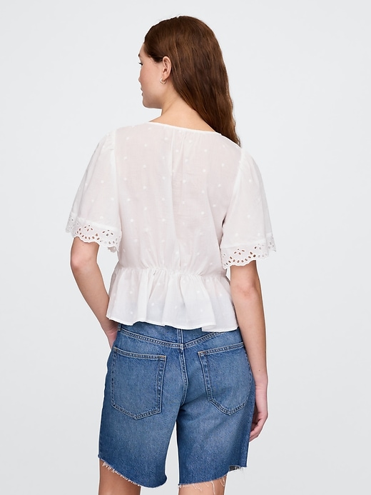 Image number 3 showing, Lace-Trim Flutter-Sleeve Top