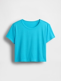 【日本入手困難】Cropped cotton fleece T-shirt Regenerative Organic Cotton Chest Embroidery T-Shirt - GOTS