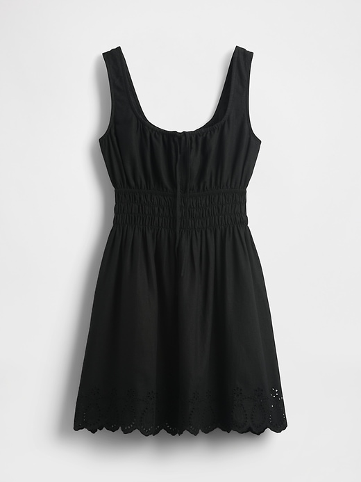 Image number 5 showing, Linen-Blend Smocked Mini Dress