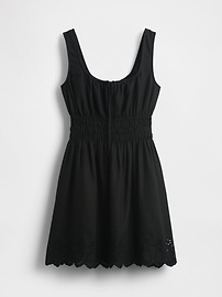 Linen-Blend Smocked Mini Dress