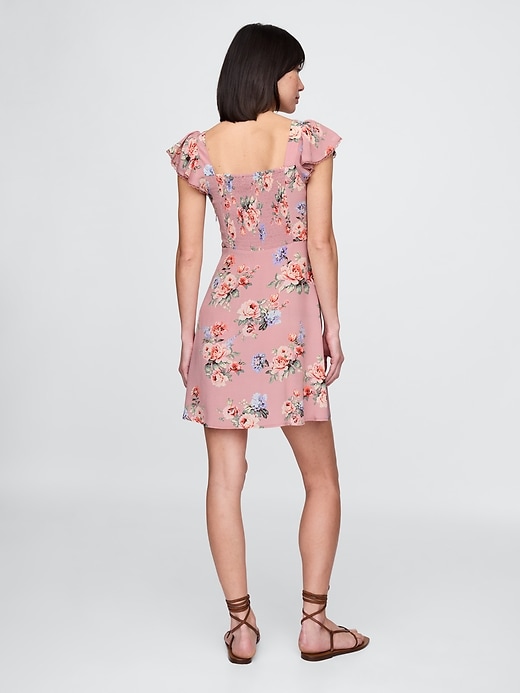 Image number 2 showing, Crepe Flutter-Sleeve Mini Dress