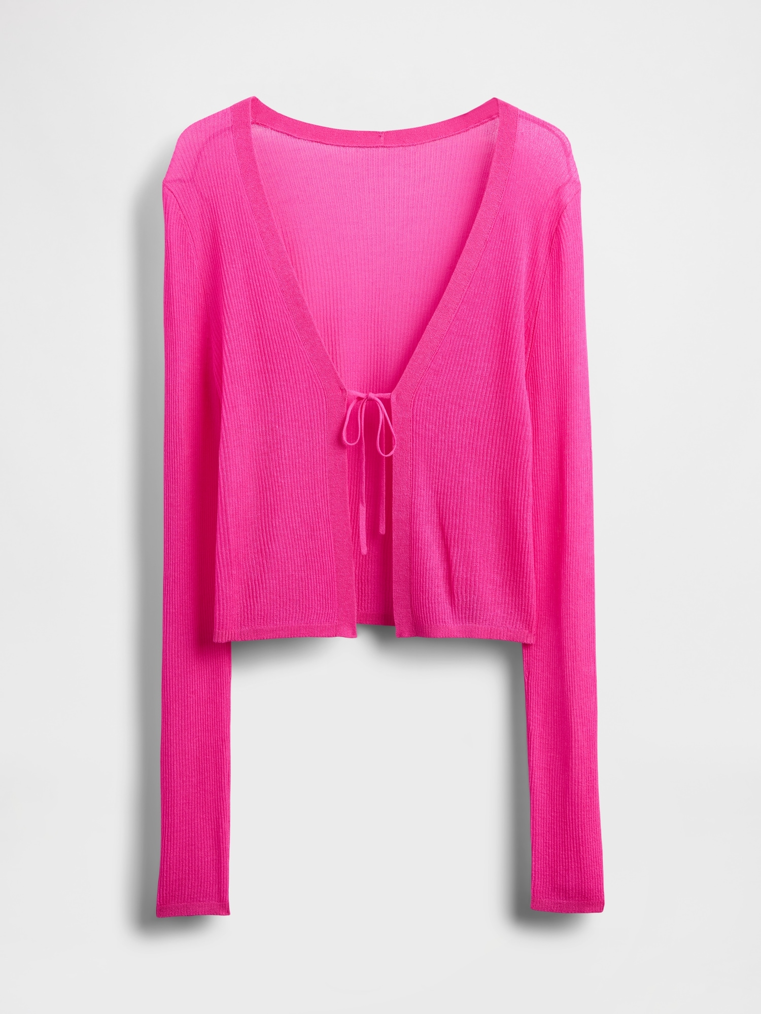 Женский кардиган Gap Sheer Rib Tie-Front Crop Cardigan, цвет: Розовый — фото 4