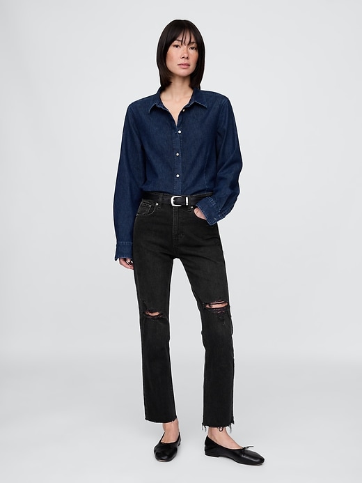 Image number 1 showing, High Rise Cheeky Straight Jeans