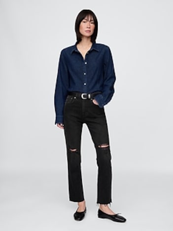 High Rise Cheeky Straight Jeans