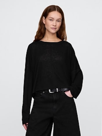 Oversized Linen-Blend Swing Top