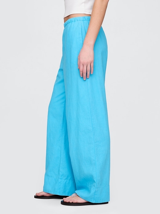 Image number 3 showing, Linen-Blend Easy Wide-Hem Pants