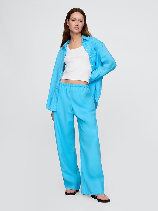 Image number 9 showing, Linen-Blend Easy Wide-Hem Pants