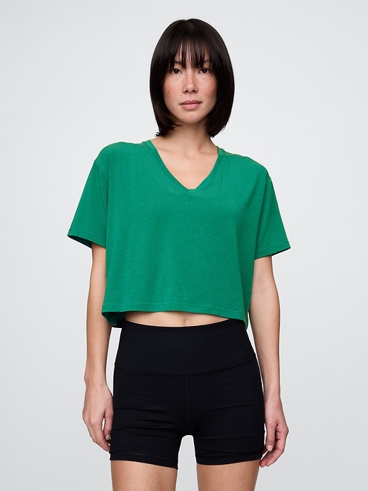 Image number 1 showing, GapFit Breathe Cropped V-Neck T-Shirt