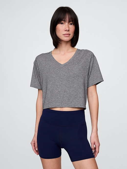 Image number 1 showing, GapFit Breathe Cropped V-Neck T-Shirt