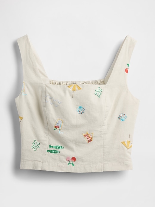 Image number 5 showing, Linen-Blend Cropped Top