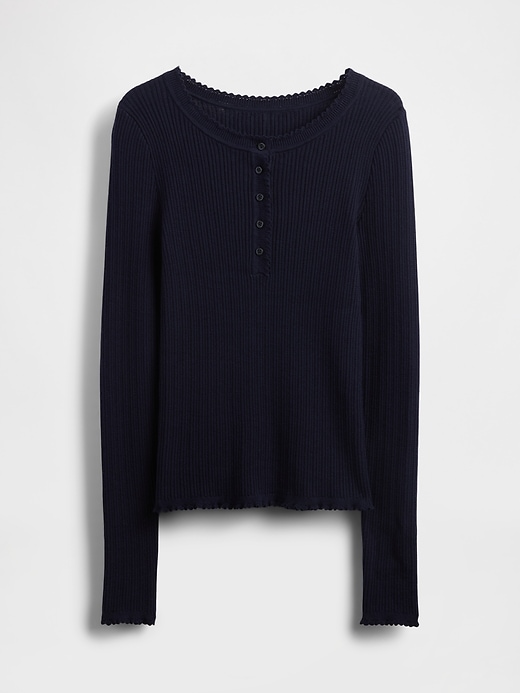 Image number 5 showing, Pointelle Henley Top