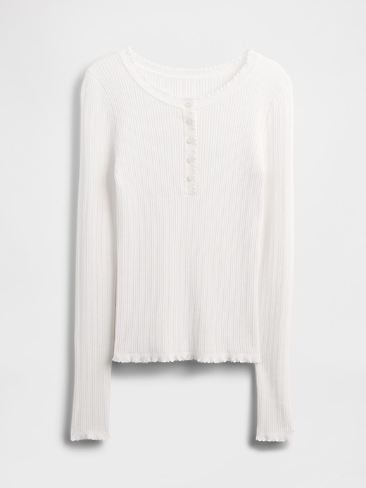 Image number 5 showing, Pointelle Henley Sweater Top