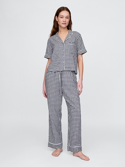 Image number 1 showing, Linen-Blend PJ Pants