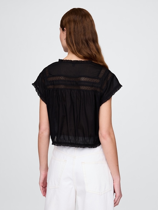 Image number 3 showing, Cropped Ruffle Pintuck Top