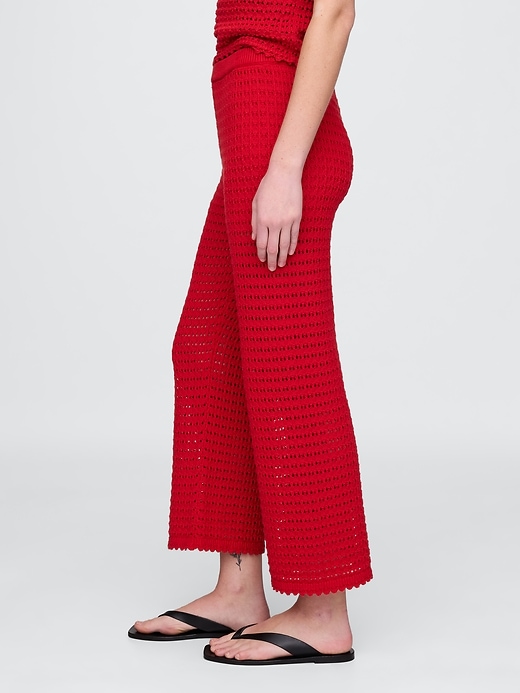 Image number 3 showing, 100% Cotton Crochet Ankle Pants