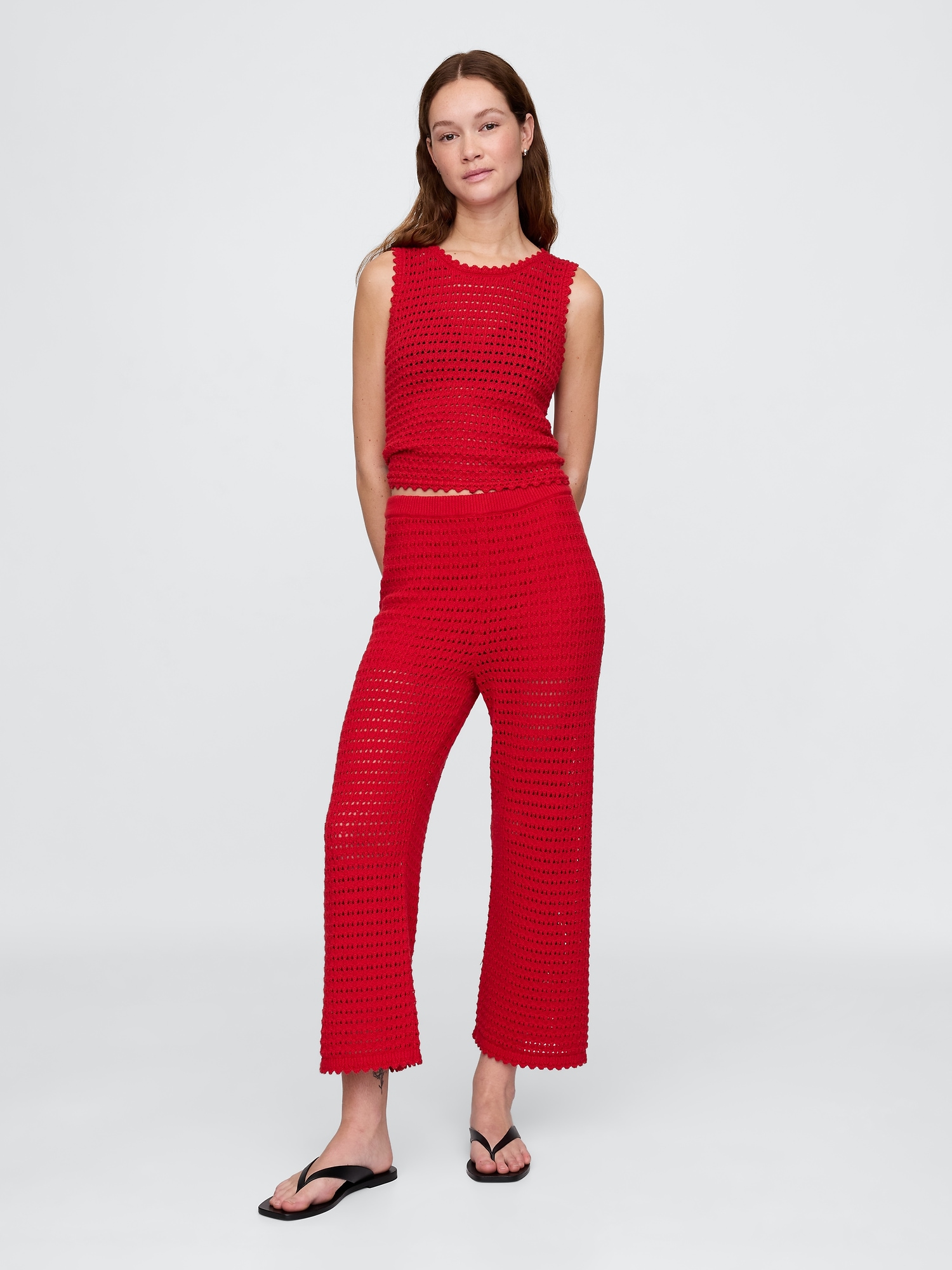 100% Cotton Crochet Ankle Pants