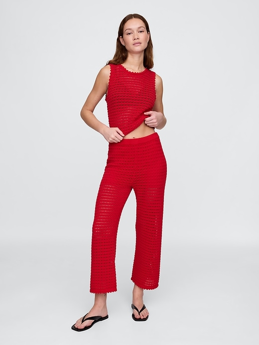 Image number 6 showing, 100% Cotton Crochet Ankle Pants
