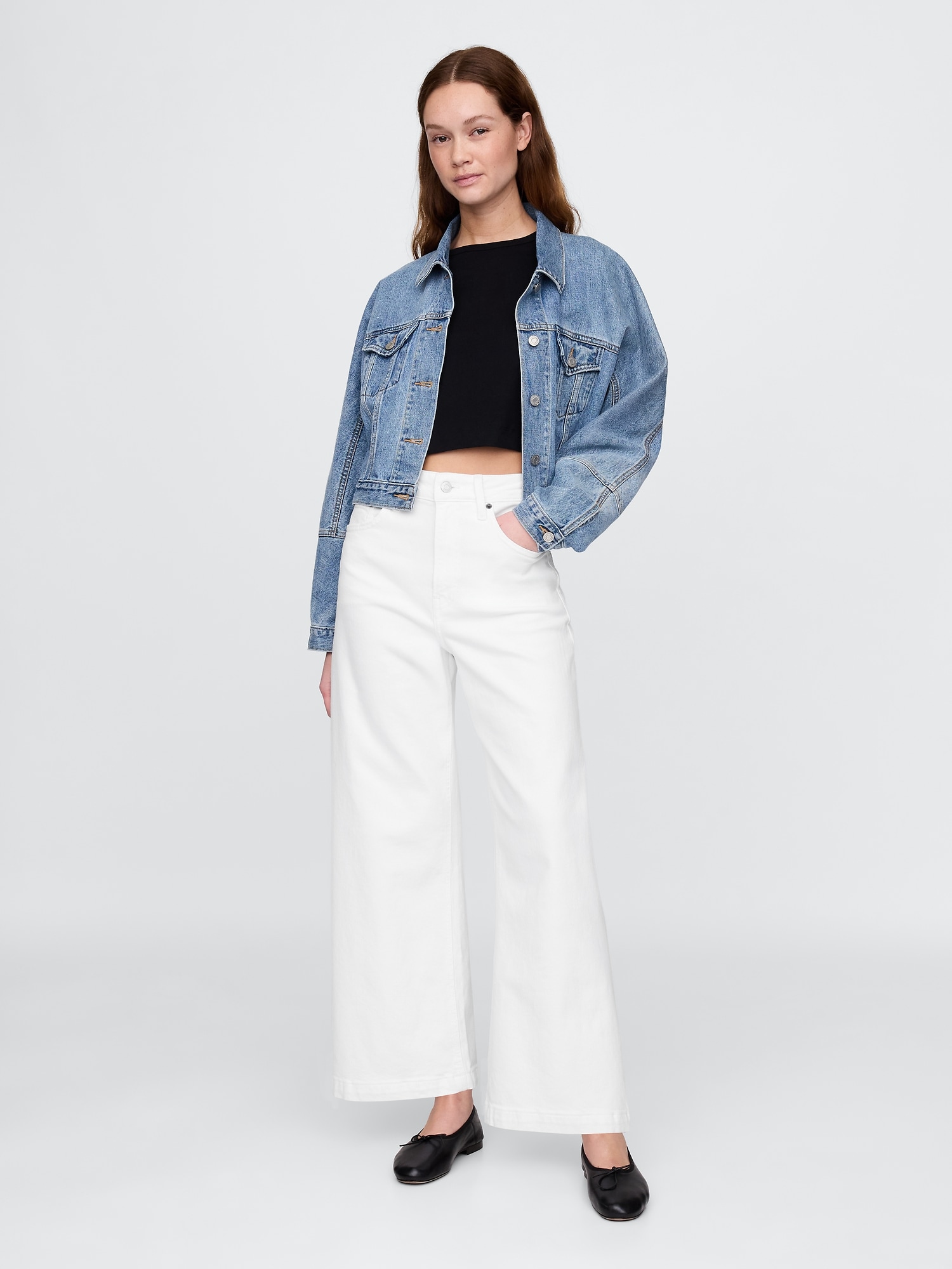 Curvy High Rise Stride Wide-Leg Ankle Jeans