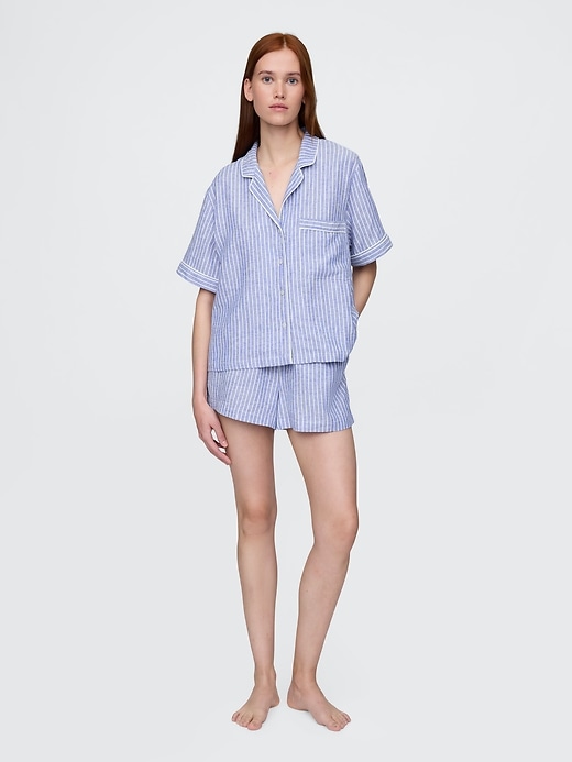 Image number 1 showing, Linen-Blend PJ Shorts