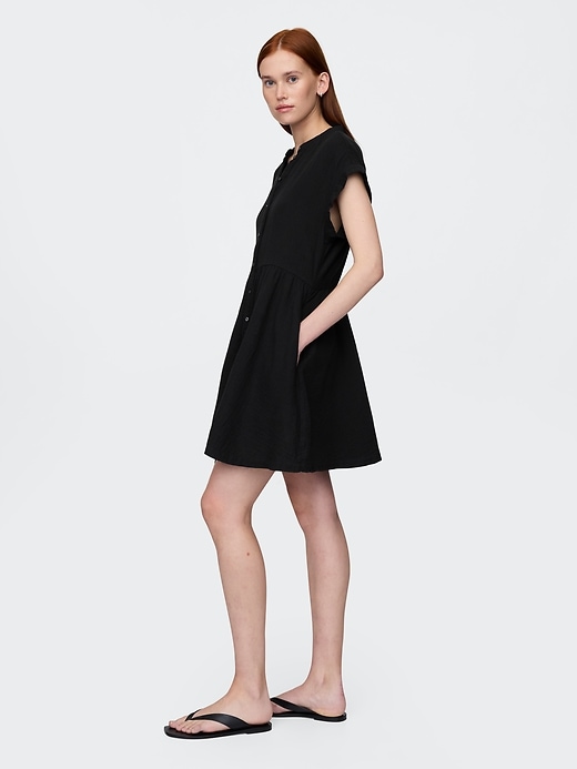 Image number 3 showing, Crinkle Gauze Mini Shirtdress