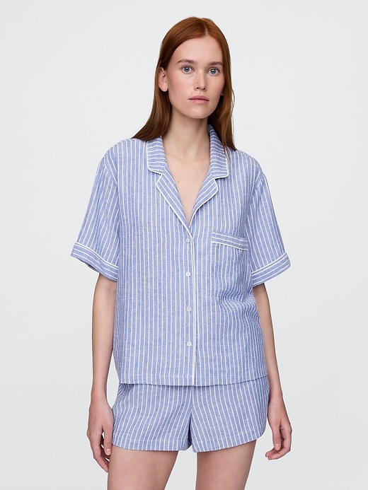 Image number 1 showing, Linen-Blend PJ Shirt