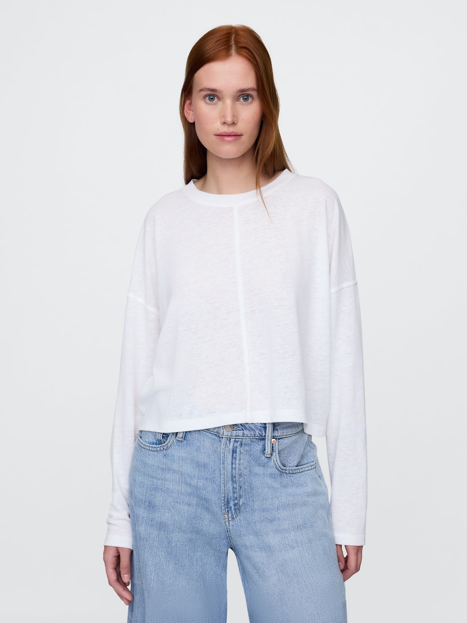 Oversized Linen-Blend Swing Top