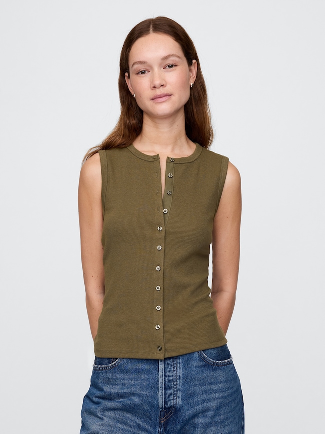 Modern Rib Cardigan Vest