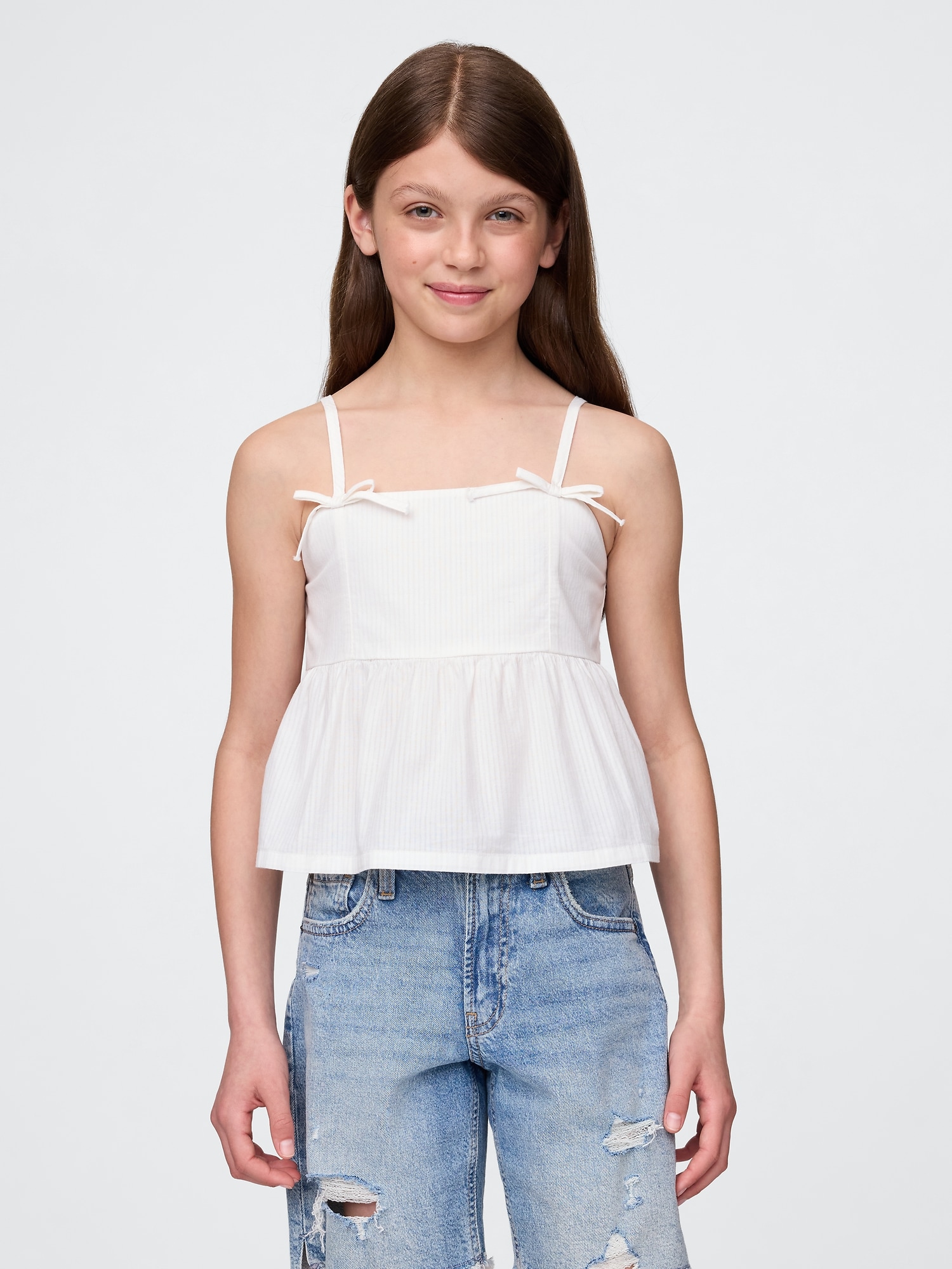 Kids Bow-Strap Peplum Top