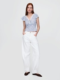 Lace-Trim Floral Top