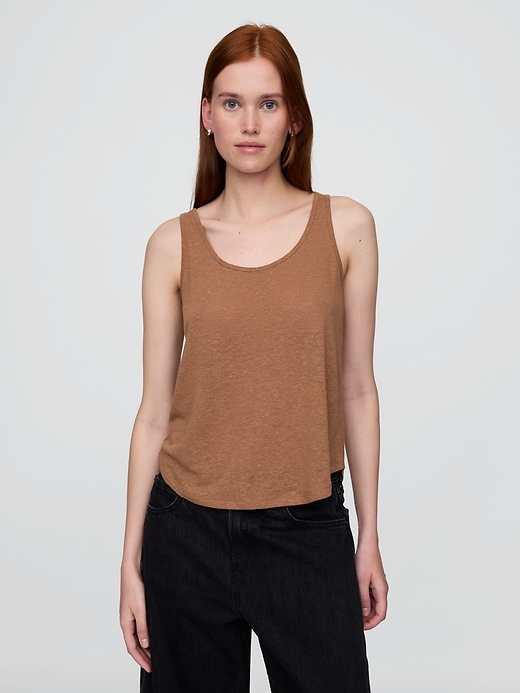 Image number 1 showing, Linen-Blend Racerback Tank Top
